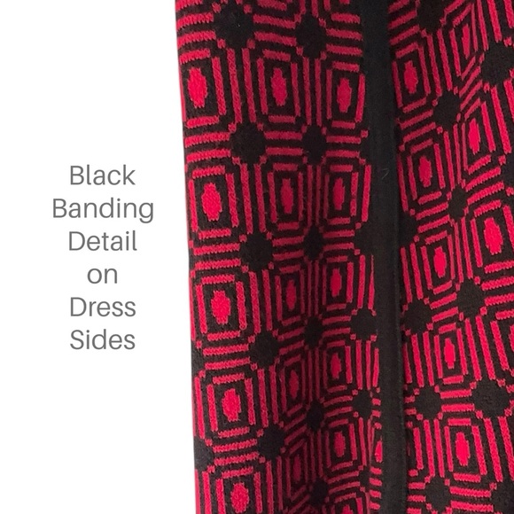 NEVE NWOT WOOL BLEND TANK STYLE DRESS JUMPER BLACK & RED GEOMETRIC PRINT | SMALL - Picture 5 of 9